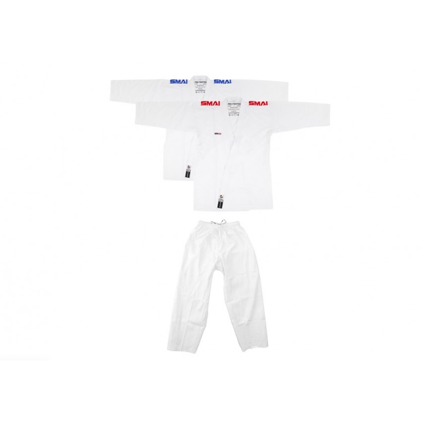 Комплект кімоно (2 куртки та 1 штани) SMAI Pro Fighter Kumite WKF Approved | білий | AS-054PACK