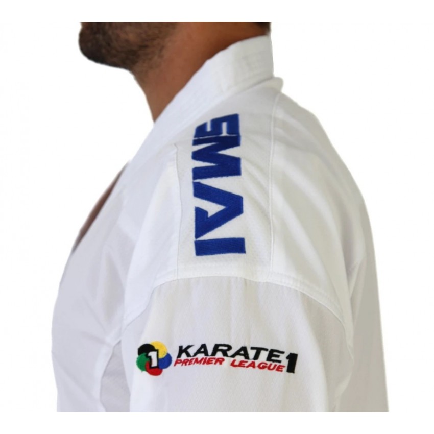 Кімоно для карате "JIN KUMITE GI ELITE" з ліцензією WKF (сині смуги на плечах) | біле | SMAI AS-034B
