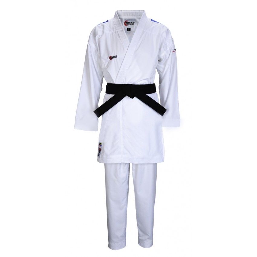 Кімоно для карате "JIN KUMITE GI ELITE" з ліцензією WKF (сині смуги на плечах) | біле | SMAI AS-034B